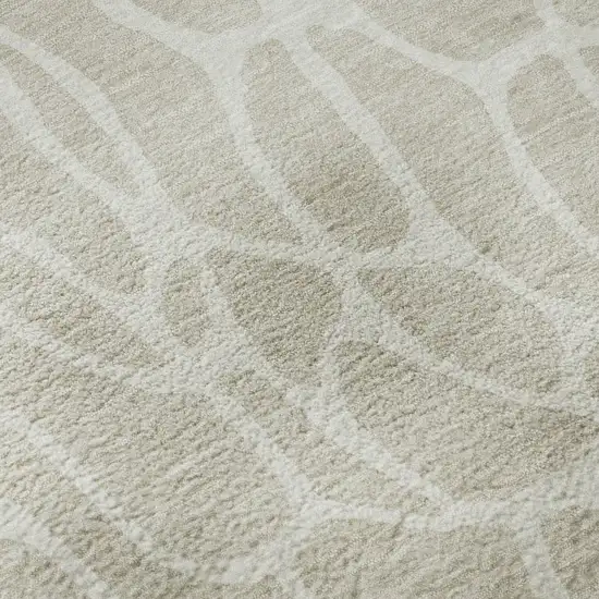 Beige And Ivory Geometric Washable Area Rug With UV Protection Photo 1