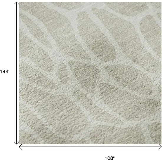 Beige And Ivory Geometric Washable Area Rug With UV Protection Photo 9