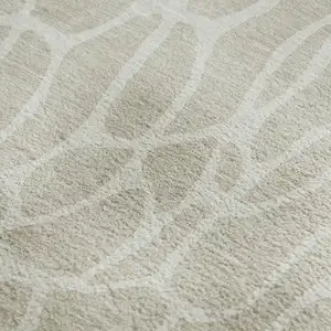 Photo of Beige And Ivory Geometric Washable Area Rug With UV Protection