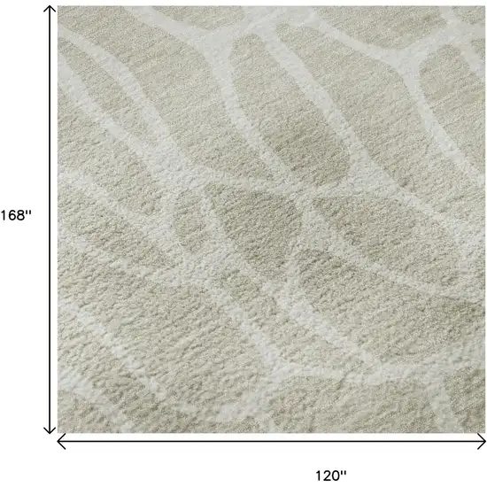 Beige And Ivory Geometric Washable Area Rug With UV Protection Photo 9