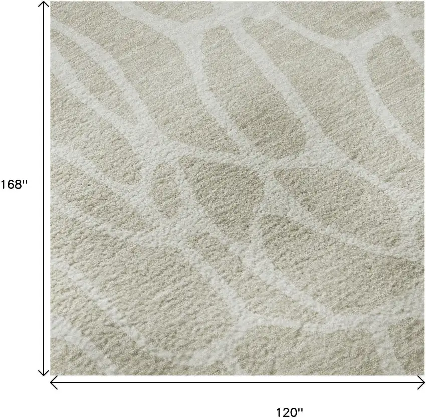 Beige And Ivory Geometric Washable Area Rug With UV Protection Photo 9