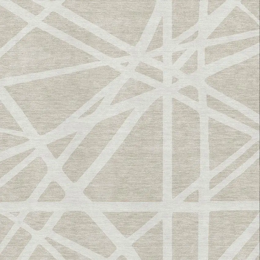 Beige And Ivory Geometric Washable Area Rug With UV Protection Photo 3