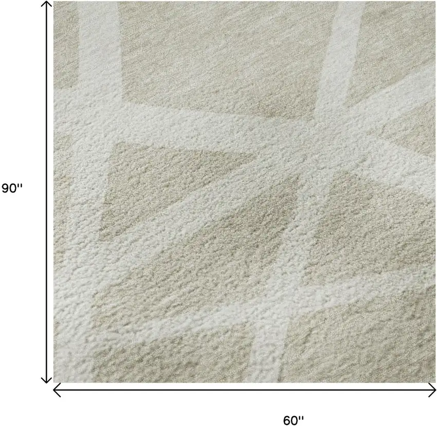 Beige And Ivory Geometric Washable Area Rug With UV Protection Photo 8
