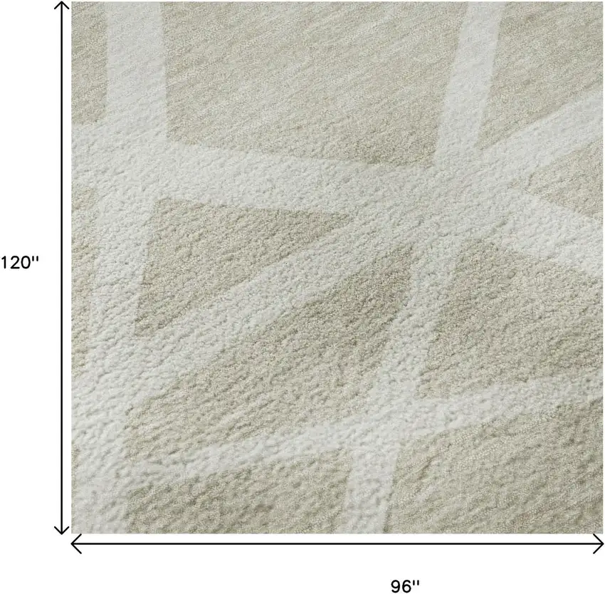 Beige And Ivory Geometric Washable Area Rug With UV Protection Photo 8
