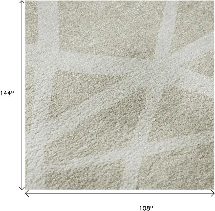 Beige And Ivory Geometric Washable Area Rug With UV Protection Photo 8