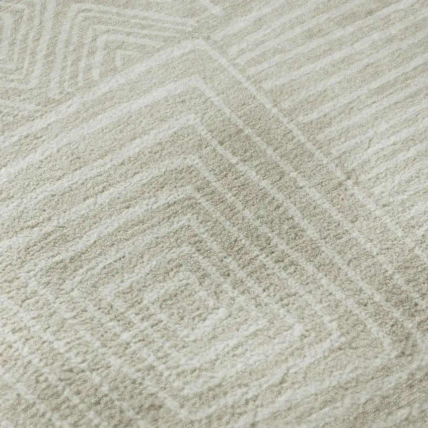 Beige And Ivory Geometric Washable Area Rug With UV Protection Photo 9
