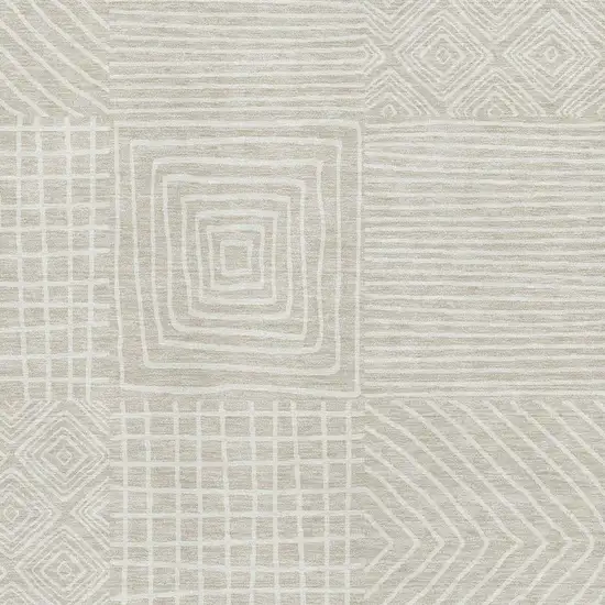 Beige And Ivory Geometric Washable Area Rug With UV Protection Photo 2