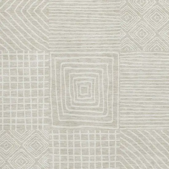 Beige And Ivory Geometric Washable Area Rug With UV Protection Photo 2