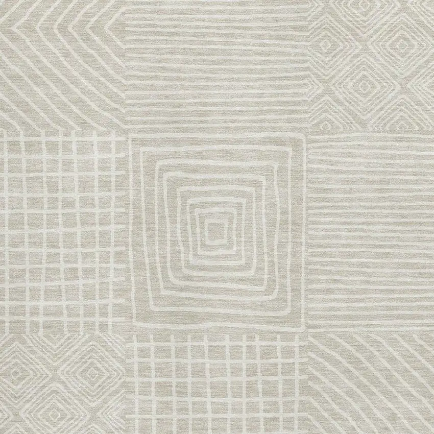 Beige And Ivory Geometric Washable Area Rug With UV Protection Photo 2