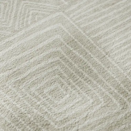 Beige And Ivory Geometric Washable Area Rug With UV Protection Photo 9