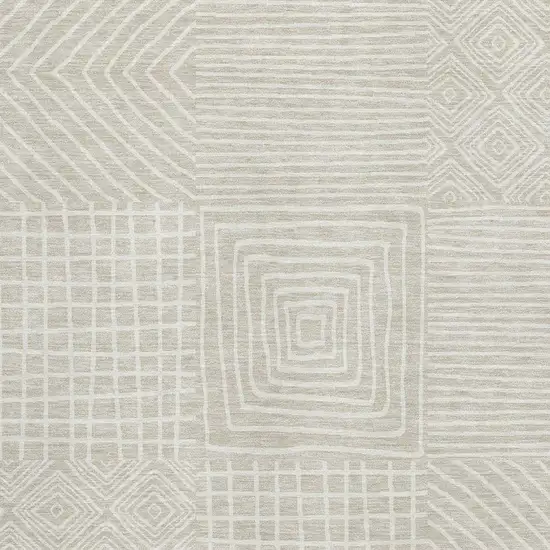 Beige And Ivory Geometric Washable Area Rug With UV Protection Photo 2