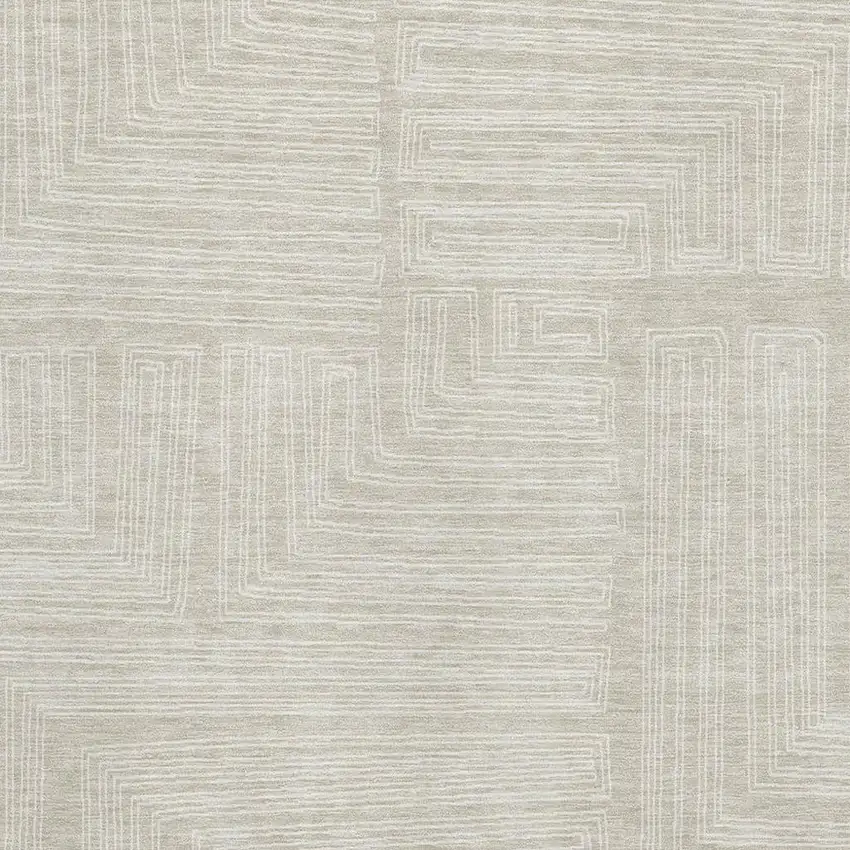 Beige And Ivory Geometric Washable Area Rug With UV Protection Photo 3