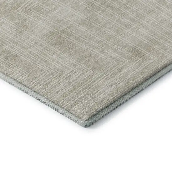 Beige And Ivory Geometric Washable Area Rug With UV Protection Photo 5