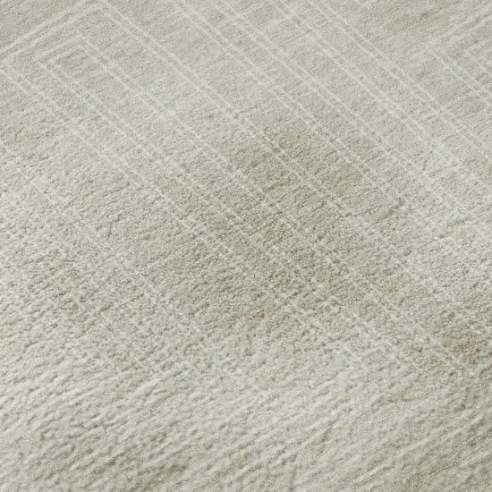 Beige And Ivory Geometric Washable Area Rug With UV Protection Photo 7