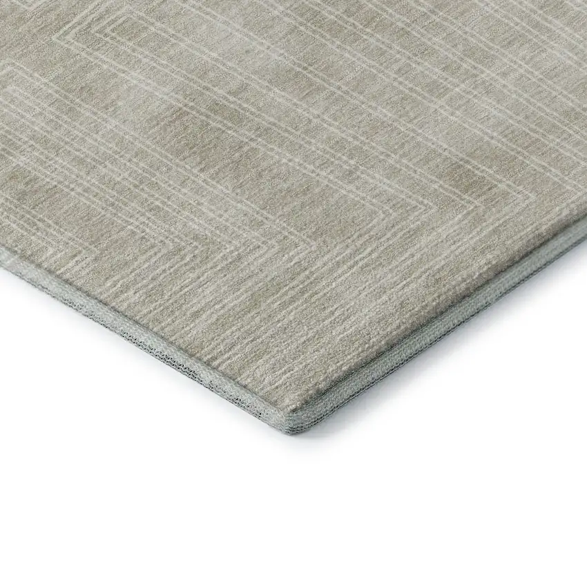 Beige And Ivory Geometric Washable Area Rug With UV Protection Photo 5