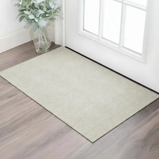 Beige And Ivory Geometric Washable Area Rug With UV Protection Photo 2