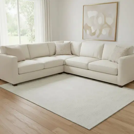 Beige And Ivory Geometric Washable Area Rug With UV Protection Photo 2