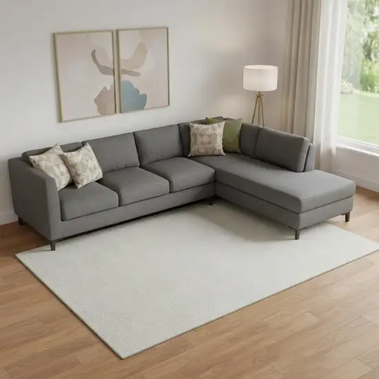 Beige And Ivory Geometric Washable Area Rug With UV Protection Photo 2