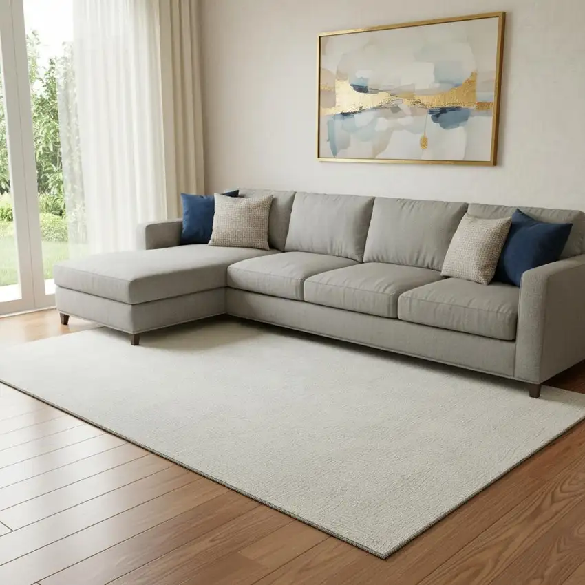 Beige And Ivory Geometric Washable Area Rug With UV Protection Photo 2