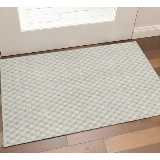 Beige And Ivory Geometric Washable Area Rug With UV Protection Photo 1