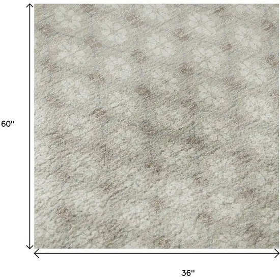 Beige And Ivory Geometric Washable Area Rug With UV Protection Photo 8
