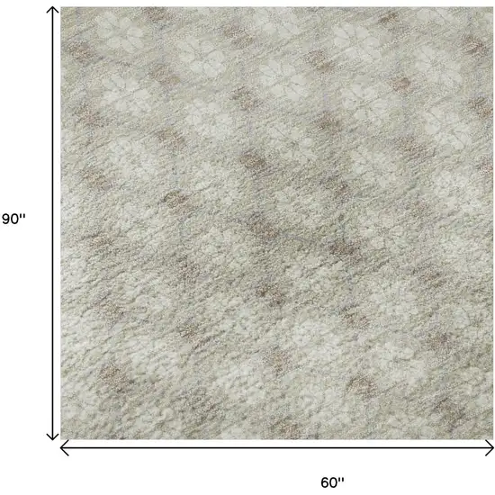 Beige And Ivory Geometric Washable Area Rug With UV Protection Photo 8