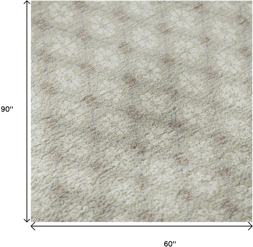 Beige And Ivory Geometric Washable Area Rug With UV Protection Photo 8