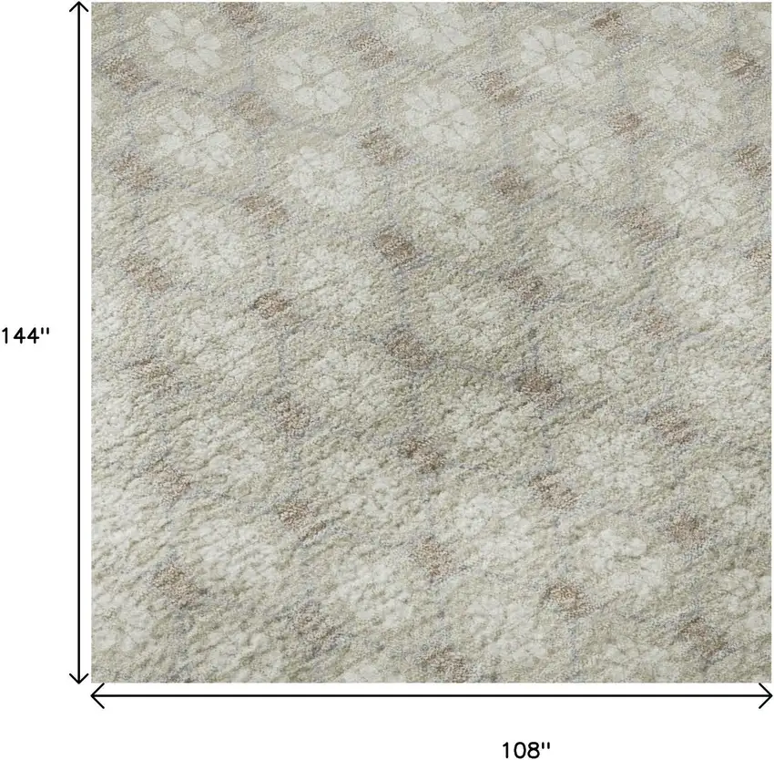 Beige And Ivory Geometric Washable Area Rug With UV Protection Photo 8