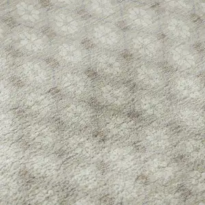 Photo of Beige And Ivory Geometric Washable Area Rug With UV Protection