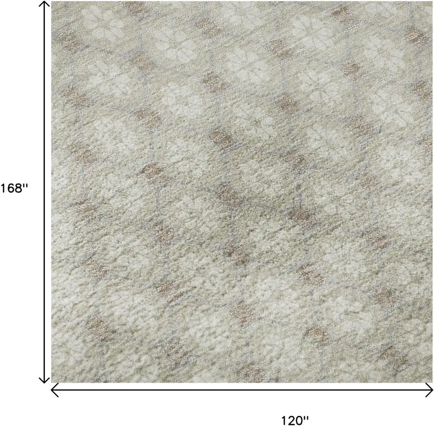 Beige And Ivory Geometric Washable Area Rug With UV Protection Photo 8