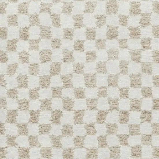 Beige And Ivory Geometric Washable Area Rug With UV Protection Photo 3