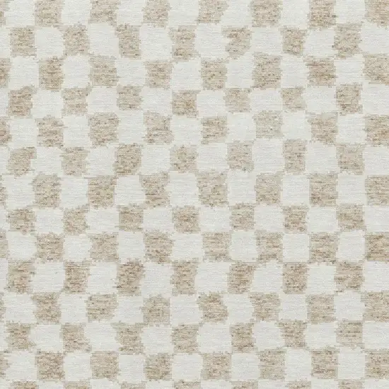 Beige And Ivory Geometric Washable Area Rug With UV Protection Photo 3
