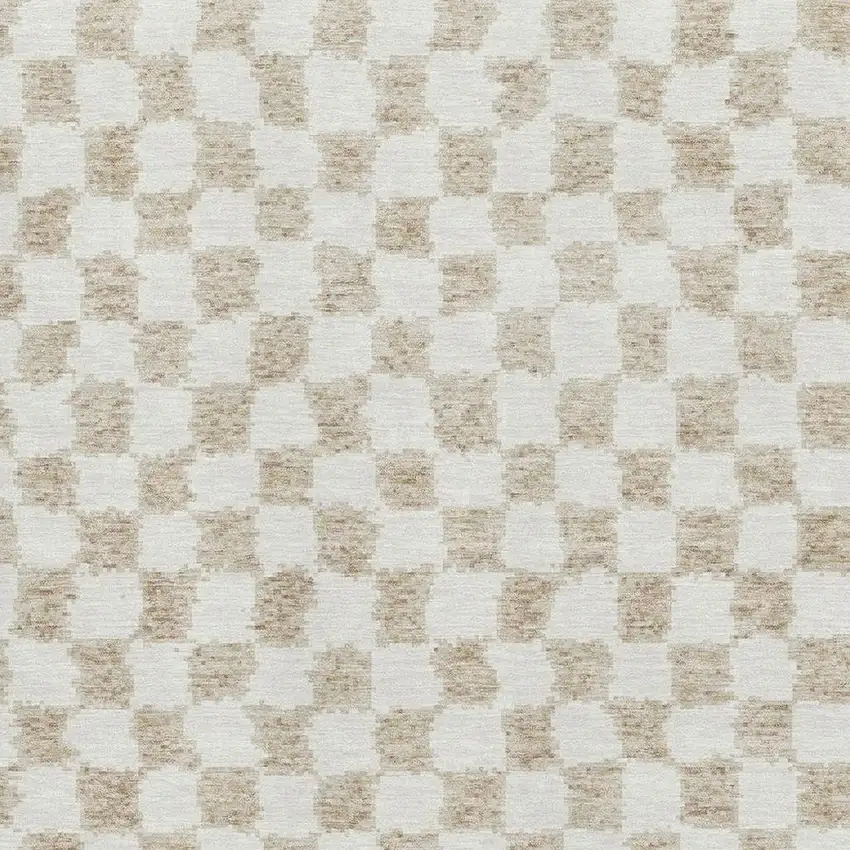 Beige And Ivory Geometric Washable Area Rug With UV Protection Photo 3