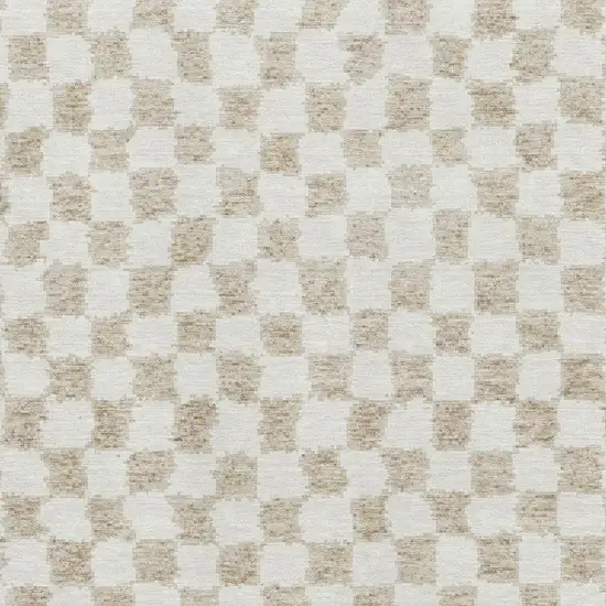 Beige And Ivory Geometric Washable Area Rug With UV Protection Photo 3