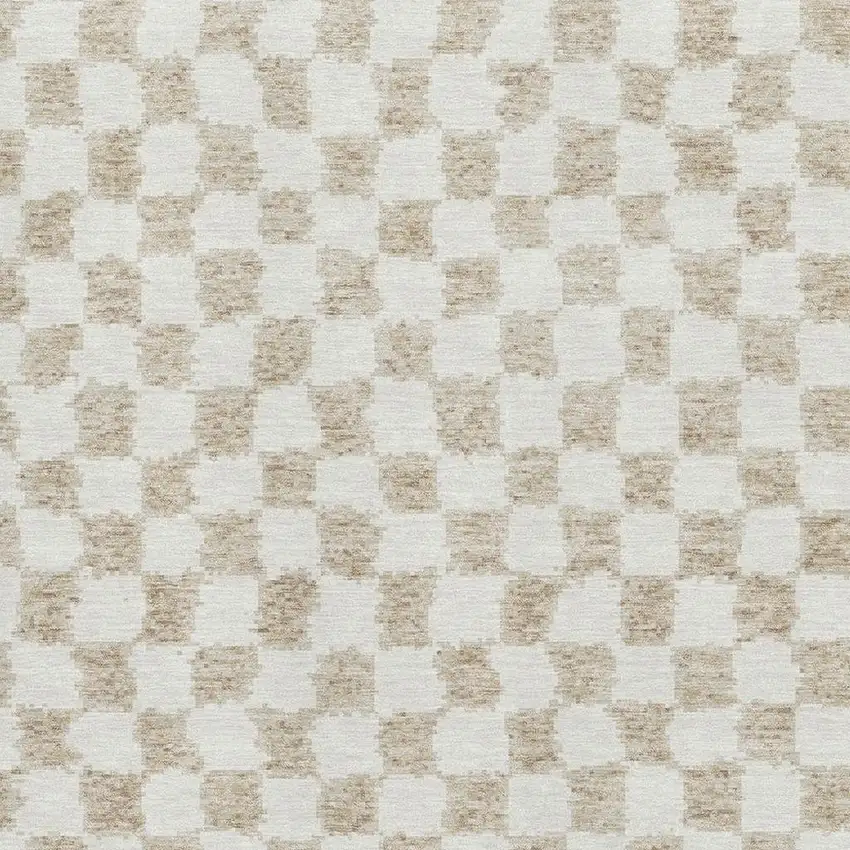 Beige And Ivory Geometric Washable Area Rug With UV Protection Photo 3