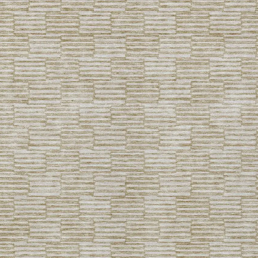 Beige And Ivory Geometric Washable Indoor Outdoor Area Rug Photo 6