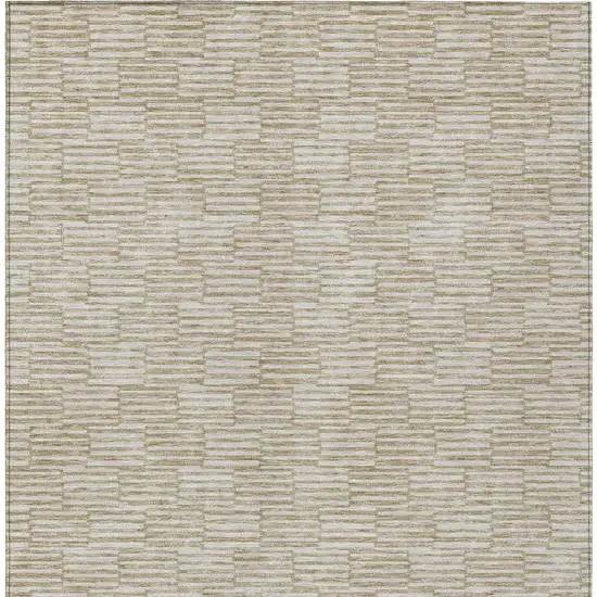 Beige And Ivory Geometric Washable Indoor Outdoor Area Rug Photo 7