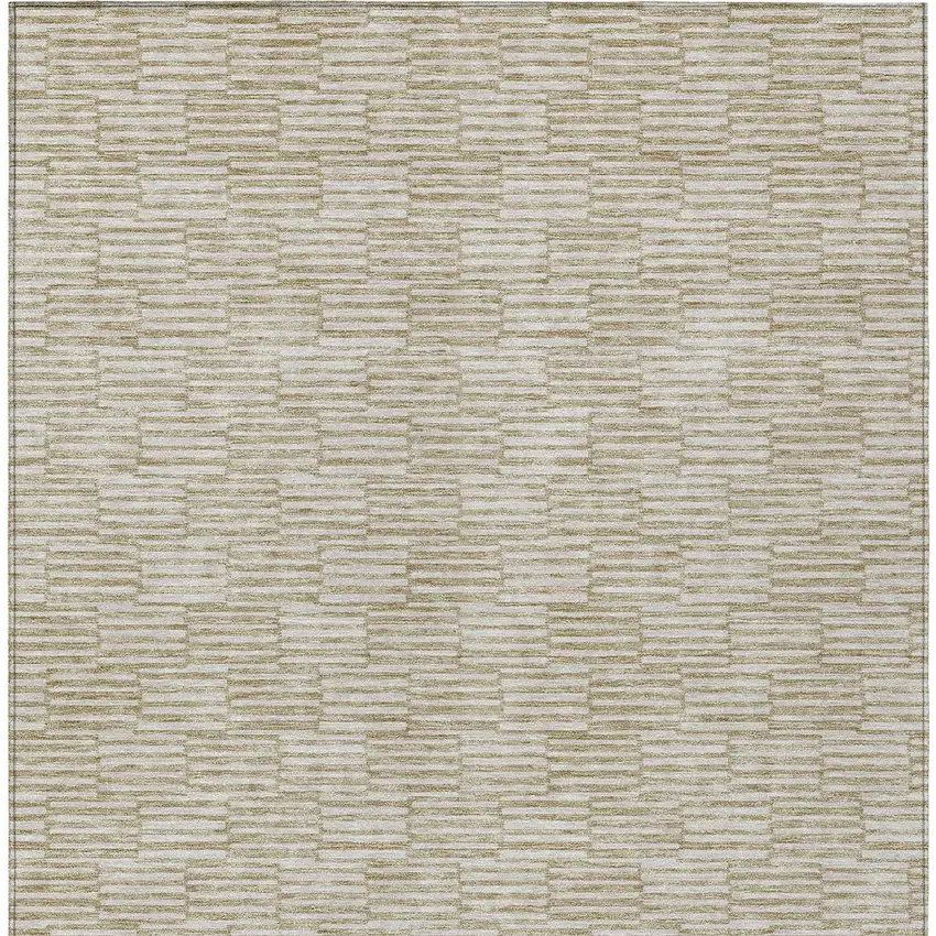 Beige And Ivory Geometric Washable Indoor Outdoor Area Rug Photo 7