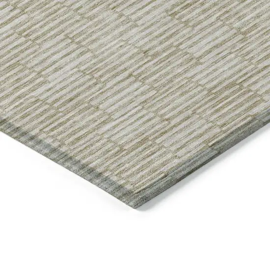 Beige And Ivory Geometric Washable Indoor Outdoor Area Rug Photo 5
