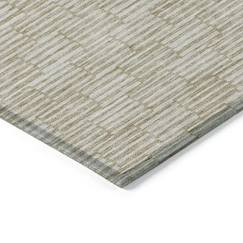 Beige And Ivory Geometric Washable Indoor Outdoor Area Rug Photo 5