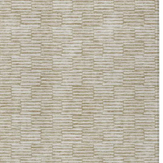 Beige And Ivory Geometric Washable Indoor Outdoor Area Rug Photo 6