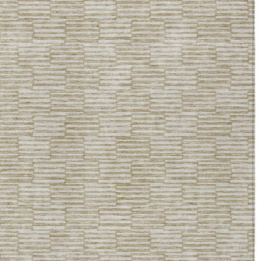 Beige And Ivory Geometric Washable Indoor Outdoor Area Rug Photo 6