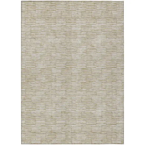 Beige And Ivory Geometric Washable Indoor Outdoor Area Rug Photo 2