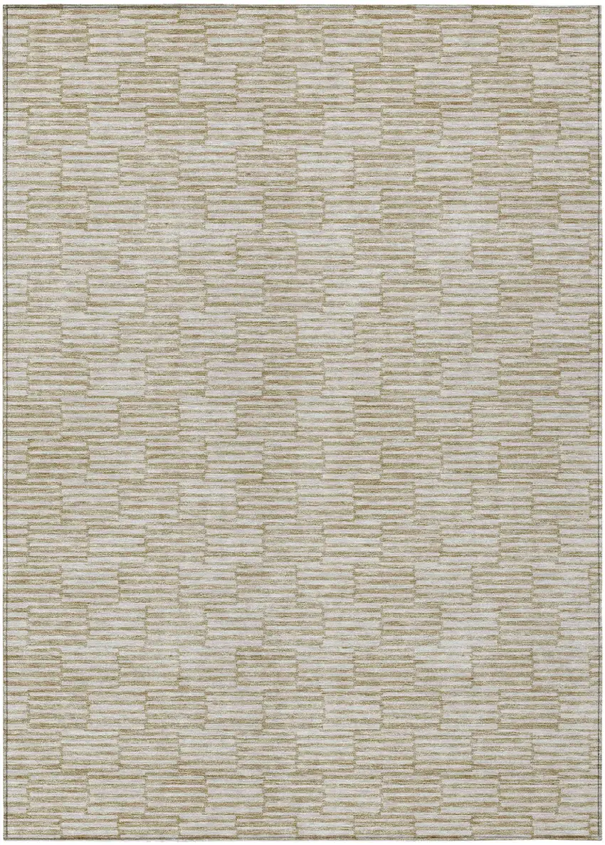 Beige And Ivory Geometric Washable Indoor Outdoor Area Rug Photo 2