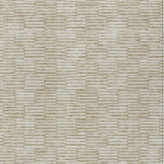 Beige And Ivory Geometric Washable Indoor Outdoor Area Rug Photo 6