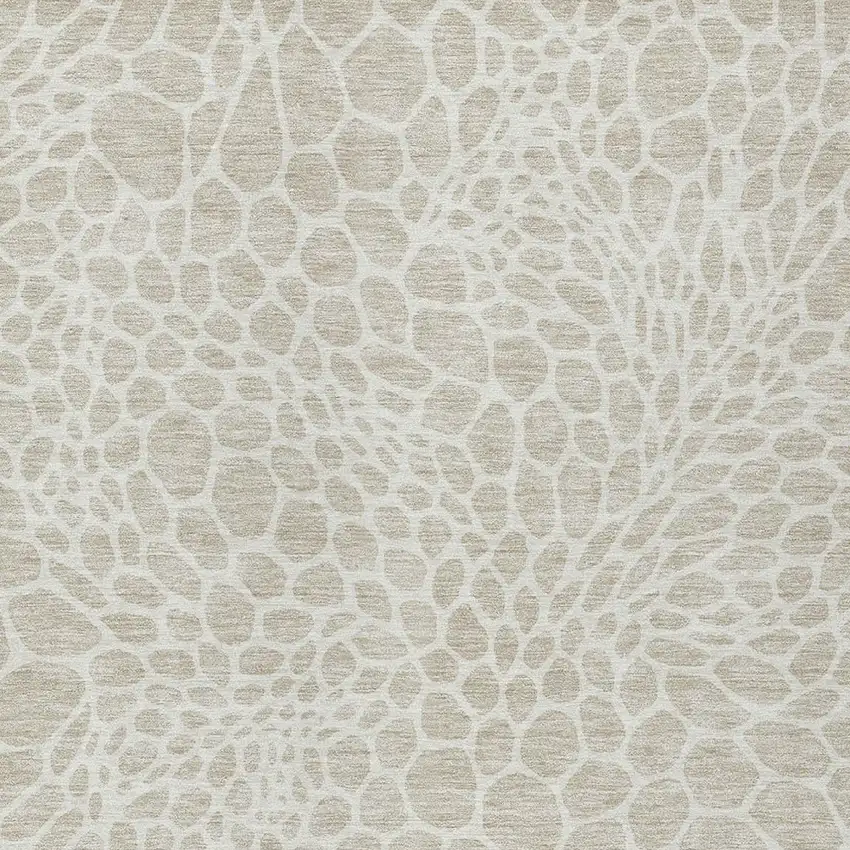 Beige And Ivory Geometric Washable Indoor Outdoor Area Rug Photo 6
