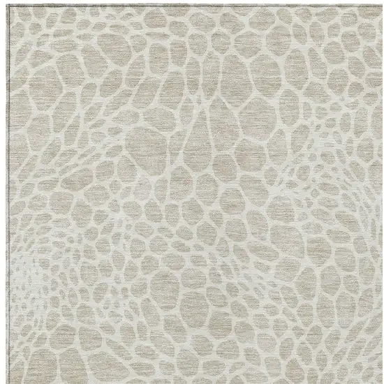 Beige And Ivory Geometric Washable Indoor Outdoor Area Rug Photo 6