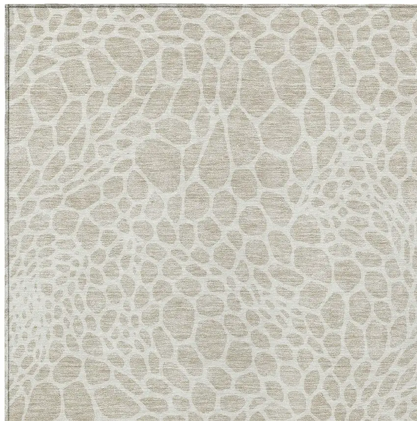 Beige And Ivory Geometric Washable Indoor Outdoor Area Rug Photo 6