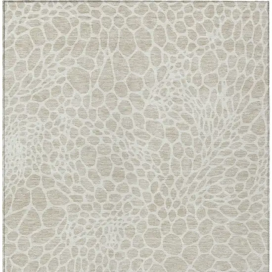 Beige And Ivory Geometric Washable Indoor Outdoor Area Rug Photo 7