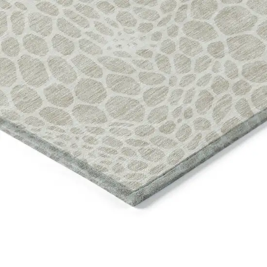 Beige And Ivory Geometric Washable Indoor Outdoor Area Rug Photo 5